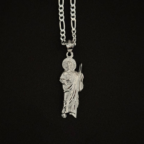 Silver San Judas Necklace Matte 01