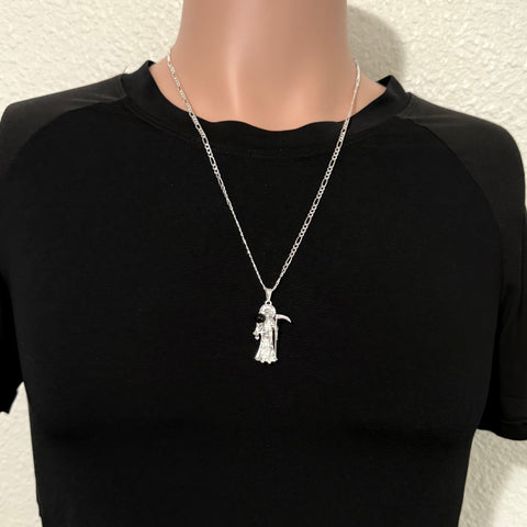 925 Silver Santa Muerte Necklace 24” long or just pendant