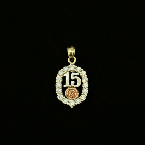 14k Real Gold 15 años 15 years Flower Pendant 1879