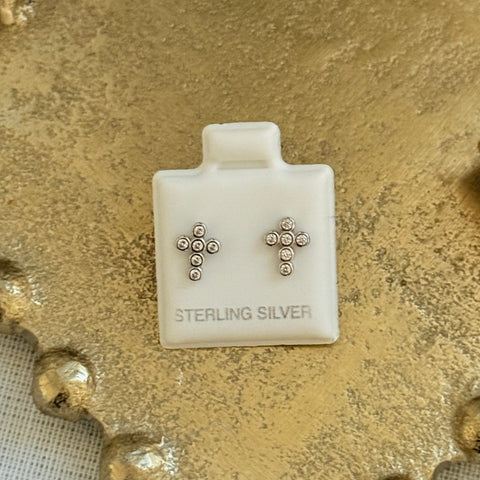 925 Silver mini cross Earrings push back