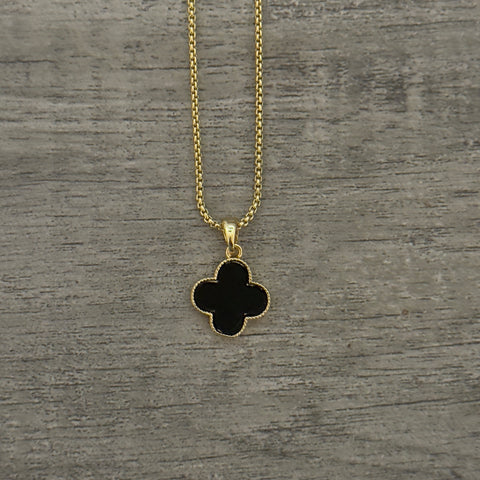 Gold plated Black Clover Necklace