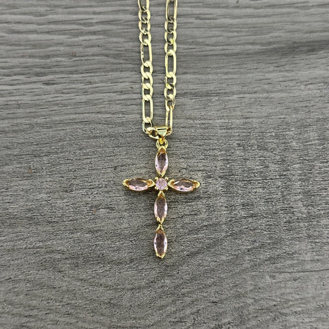 Pink Cross Necklace 06