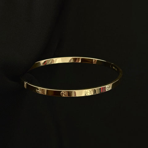 14k Real Gold Hollow Bangle Bracelet 4MM 0212