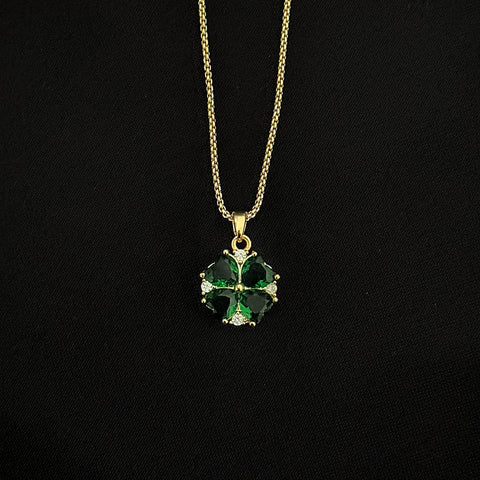 Gold plated Green Clover Necklace