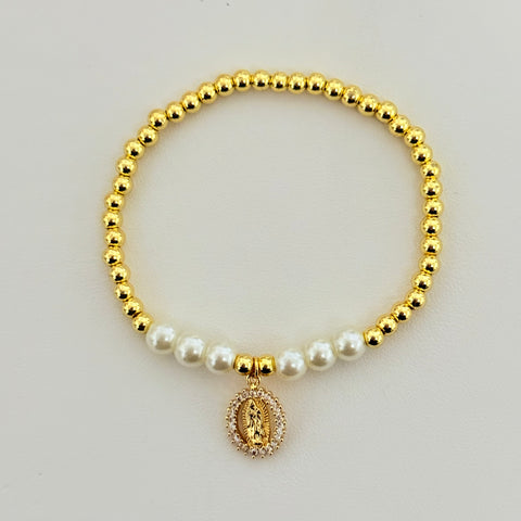 Elastic Pearls Virgencita Bracelet 012