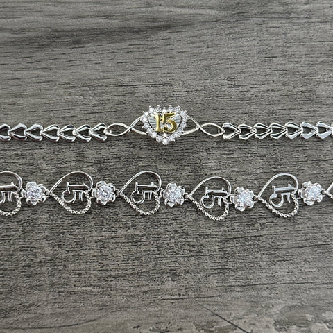 Silver 15 años bracelet - quinceañera - 15 years