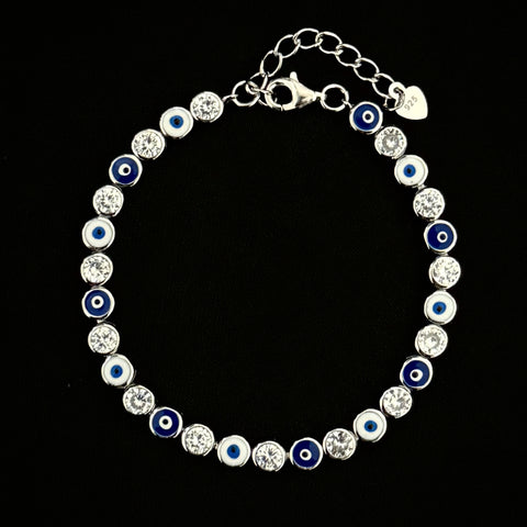 925 Silver Evil eye tennis Fancy Bracelet