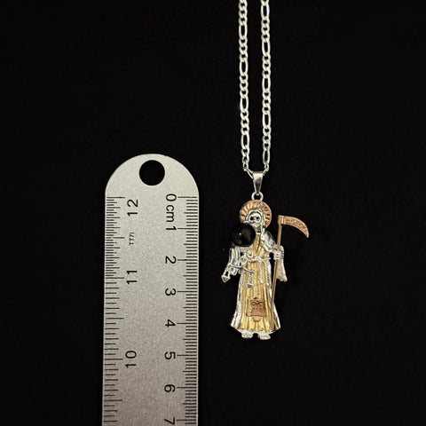 925 Silver Santa Muerte Necklace 24” long or just pendant