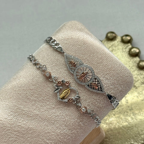 Virgencita bracelet rhodium plated two styles