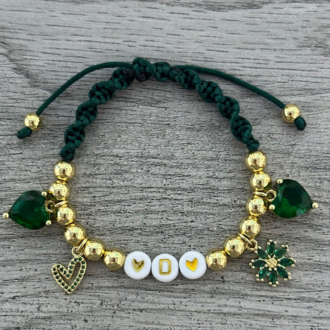 Initial Green Bracelet