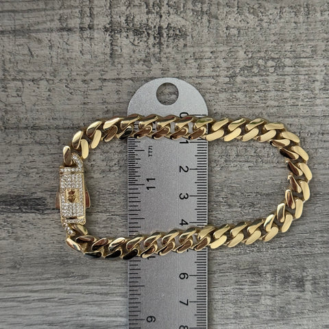 14k Hollow Gold Cuban Bracelet 9” 9MM