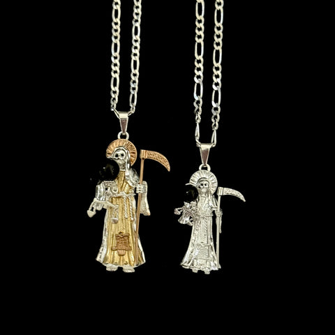 925 Silver Santa Muerte Necklace 24” long or just pendant