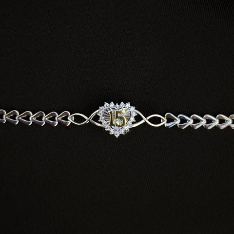 925 Silver 15 años bracelet - quinceañera - 15 years