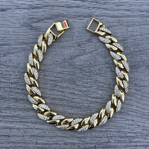 Fancy Gold plated Cuban Bracelet 7.5” long