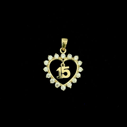 14k Real Gold 15 años 15 years Heart Pendant 0720