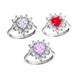 925 Silver Heart Ring - Red - White - Pink