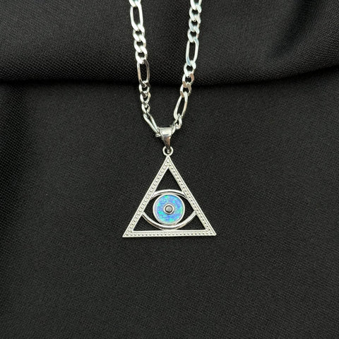 925 Silver Opal Evil Eye Necklace