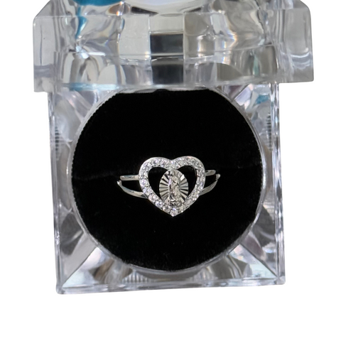 925 Silver Heart Virgencita Ring
