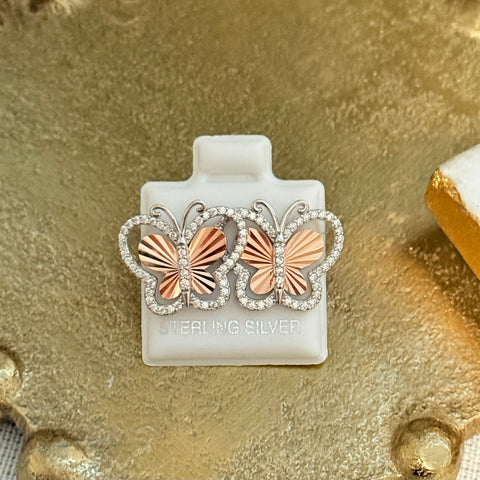 925 Silver Butterfly Earrings pushback