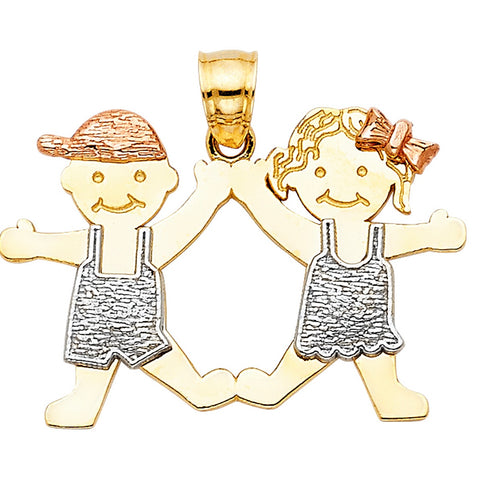 14k Solid Gold Boy and Girl pendant 2009