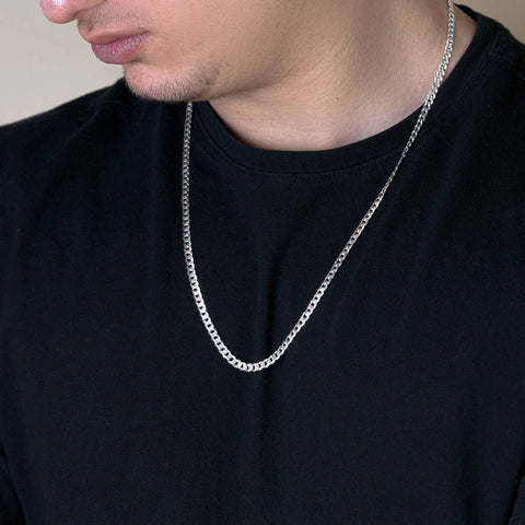 Curb link chain Diamond cut 5MM Flat