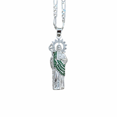 925 Silver Green San Judas Necklace