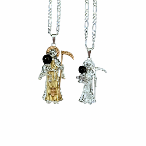 925 Silver Santa Muerte Necklace 24” long or just pendant