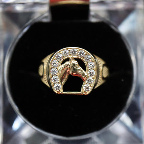 14k Solid Gold Horse Ring