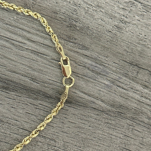 10k Gold  Hollow Rope Chain 2MM