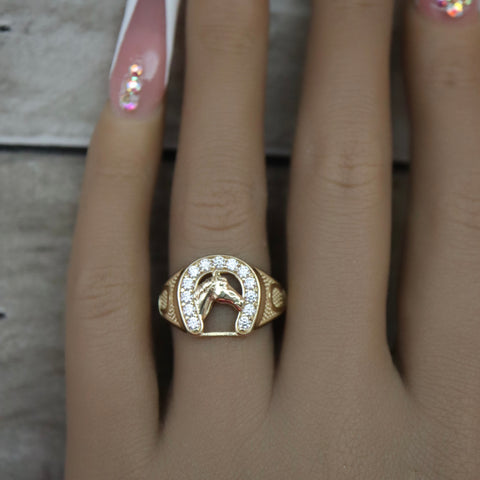14k Solid Gold Horse Ring