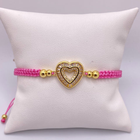 Adjustable Pink Heart Bracelet 011