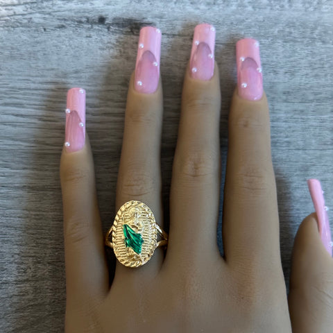 Gold Plated Oval San Judas Ring 010