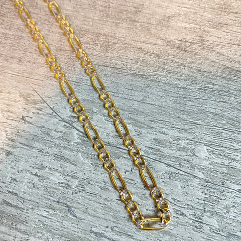 14k Gold Figaro Chain Diamond Cut 4MM 0160