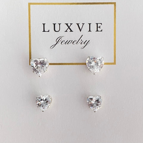 925 Silver Heart Stud Earrings
