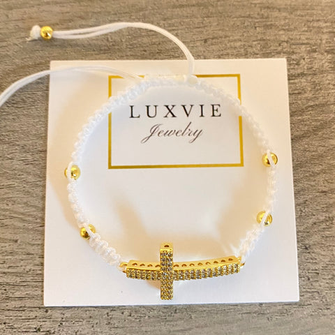 Handmade White Cross Bracelet