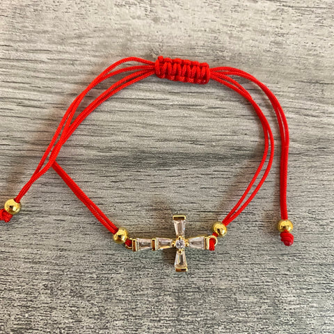 Adjustable Red Cross Bracelet