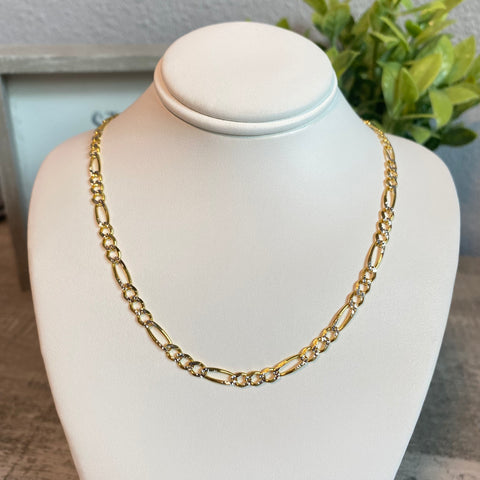 14k Gold Figaro Chain Diamond Cut 4MM 0160