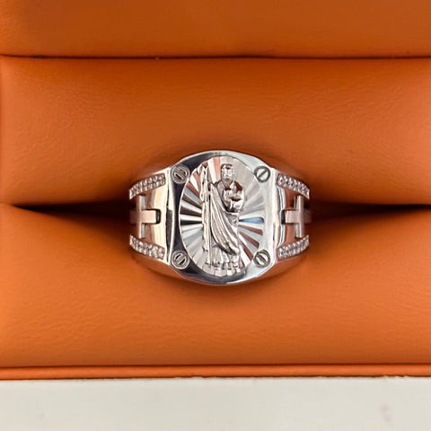 Silver San Judas Ring With Cross 07 Luxvie