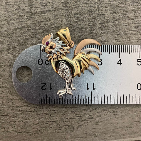 14k Gold Rooster Pendant 041