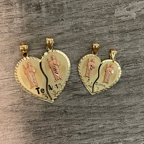 14k Gold San Judas Heart Breakable Pendant