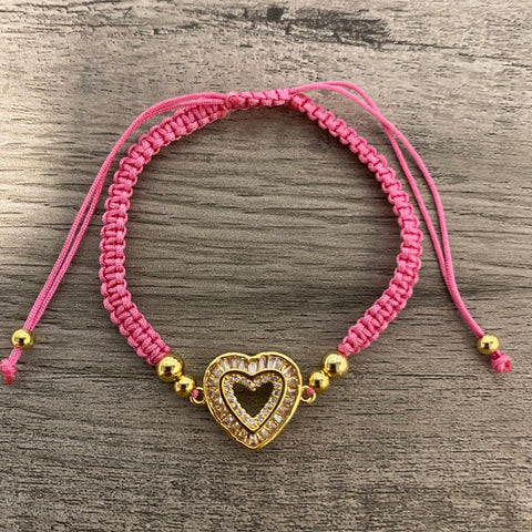 Adjustable Pink Heart Bracelet 011