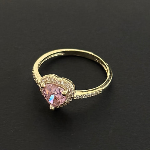 14k Solid Gold Pink Heart Ring