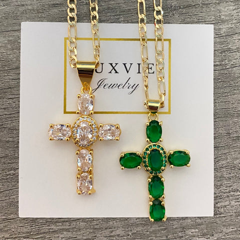 Cross Necklace White or Green 016