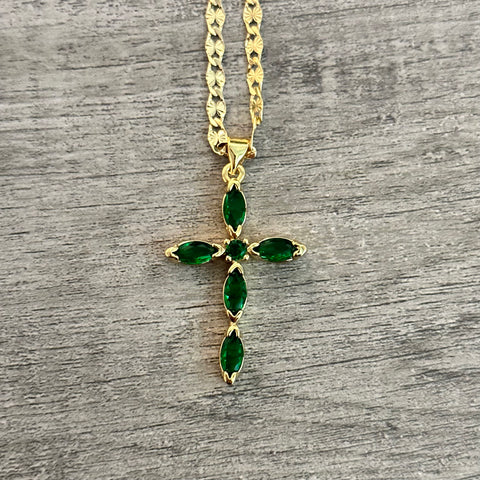 Green Cross Necklace 020