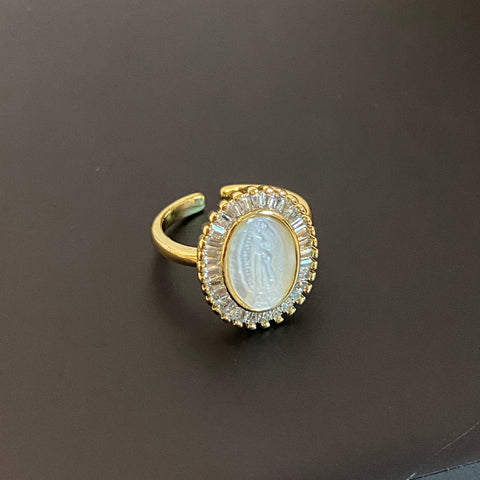 Adjustable Pearl Virgencita Ring 06
