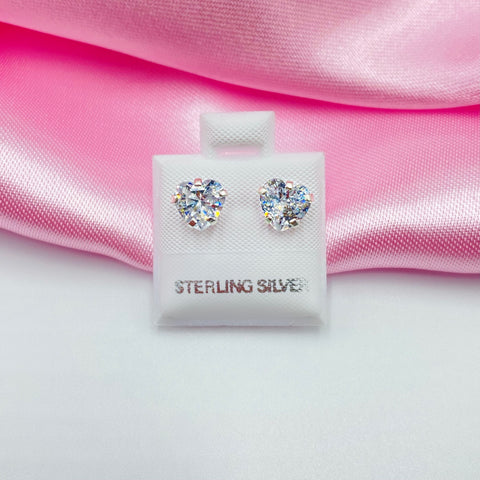 925 Silver Heart Stud Earrings