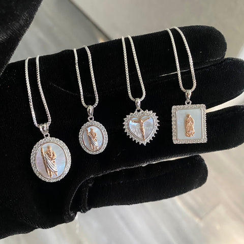 Silver Virgencita Pearl Necklace