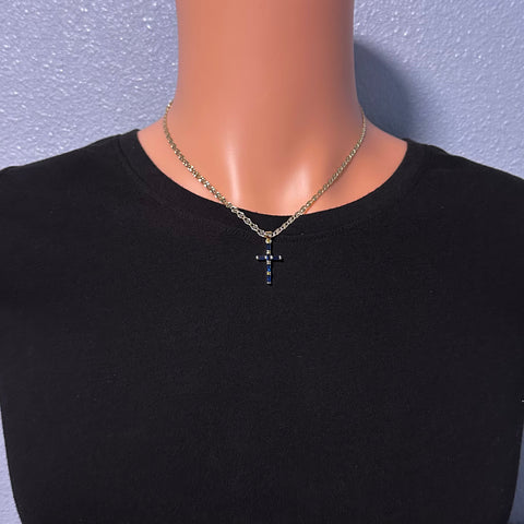 Dark Blue Cross Necklace 027