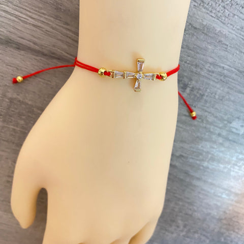 Adjustable Red Cross Bracelet