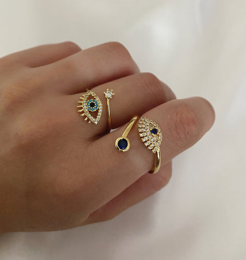 Gold Plated Evil Eye Ring 02
